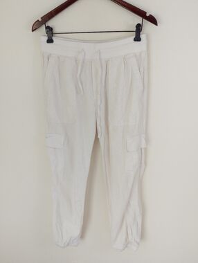 GAP Linen Blend Cargo Joggers White Size Small